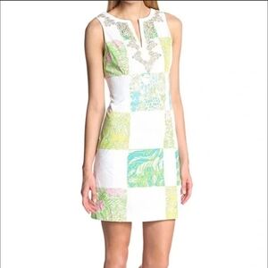 Lilly Pulitzer Janice Resirt Green and Blue Sheath Mini Dress Sz 00